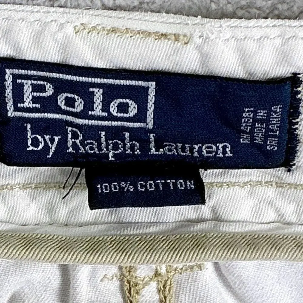 VTG Polo Ralph Lauren Cargo Shorts Mens 34 White Y2K Preppy Baggy Skate Military